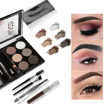 natural brown eyebrow powder palette with 6 shades
