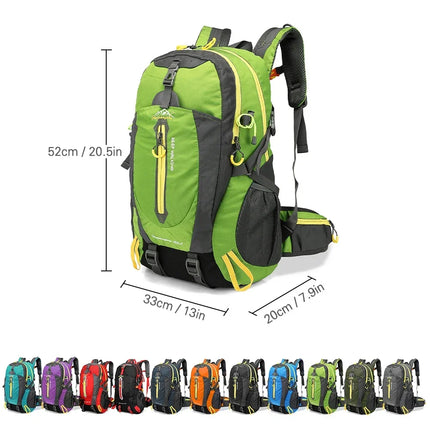 40L Water Resistant Travel Backpack – Hiking & Camping