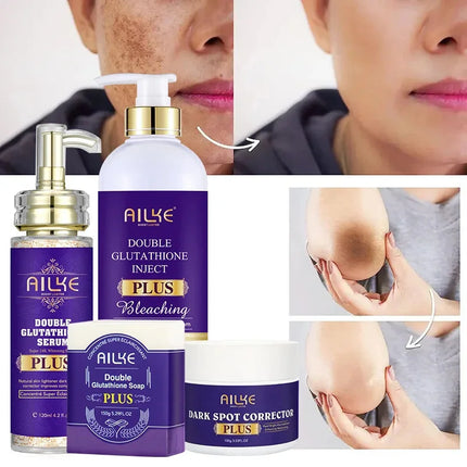AILKE Double Glutathione Brightening Serum & Lotion Set – Dark Spot Corrector, 120ml