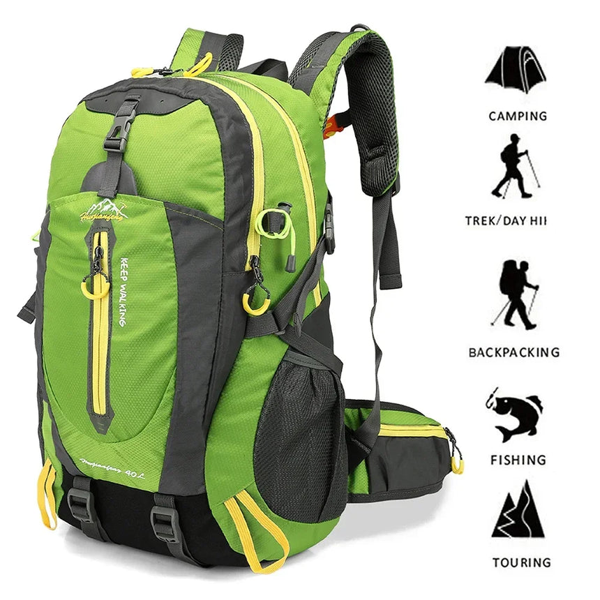 40L Water Resistant Travel Backpack – Hiking & Camping