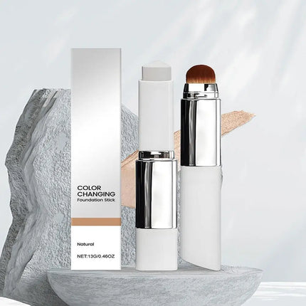 2-in-1 Color-Changing Foundation Stick Liquid Lightweight Moisturizing Brightening Foundation Color Changing For All Skin Types