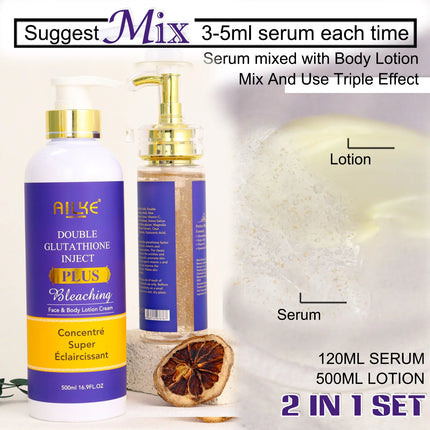 AILKE Double Glutathione Brightening Serum & Lotion Set – Dark Spot Corrector, 120ml